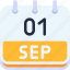 calendar, september, one, 1, date, monthly, time, and, month, schedule 