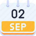 calendar, september, two, 2, date, monthly, time, month, schedule