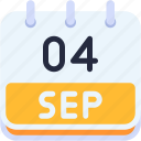 calendar, september, four, date, monthly, time, and, month, schedule