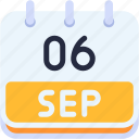 calendar, september, six, date, monthly, time, and, month, schedule