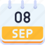 calendar, september, eight, date, monthly, time, and, month, schedule 