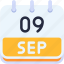 calendar, september, nine, date, monthly, time, and, month, schedule 