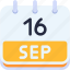 calendar, september, sixteen, date, monthly, time, and, month, schedule 