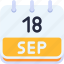 calendar, september, eighteen, date, monthly, time, and, month, schedule 