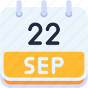 calendar, september, twenty, two, date, monthly, time, month, schedule