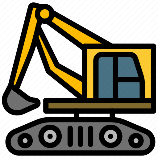 Backhoe, work, transport, construction, vehicle icon - Download on Iconfinder