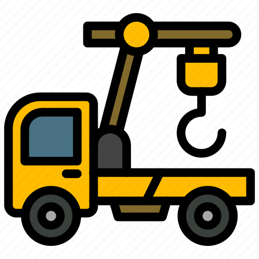 Towing, truck, transport, construction, vehicle icon - Download on Iconfinder
