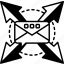 envelope, dots, arrows, pointing, different, direction, communication, connection, web 
