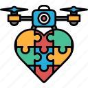 heart, puzzle, pieces, camera, top, love, capturing, idea, memories