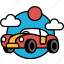 car, flying, sky, sun, main, clouds, focus, sense, motion 