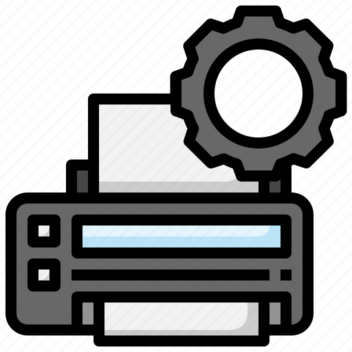 Printer, settings, configuration, gear icon - Download on Iconfinder