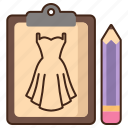 creative, drawing, fashion, pencil, clipboard, clothing, dressmakers