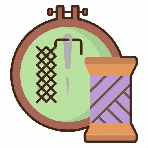 Embroidery, craft, decorating, thread, yarn, needle, sewing icon - Download on Iconfinder