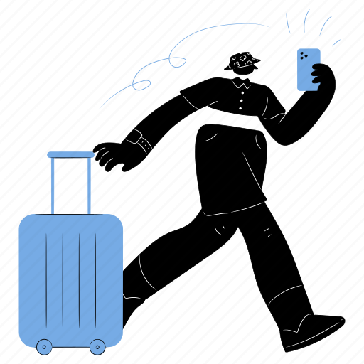 Travel, luggage, baggage, smartphone, phone, mobile, airport illustration - Download on Iconfinder