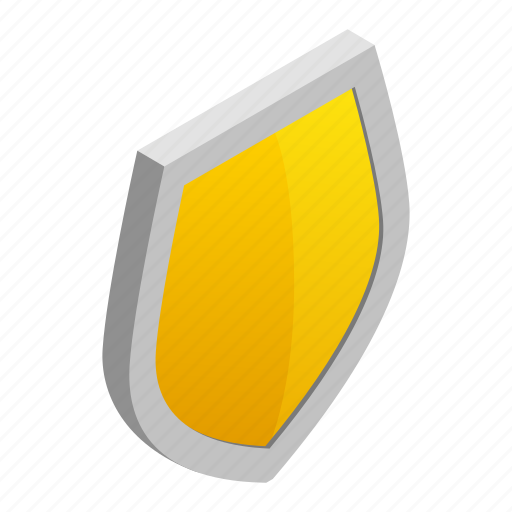 Emblem, isometric, protection, security, shield, silver, yellow icon - Download on Iconfinder