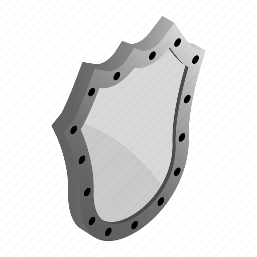 Emblem, isometric, knight, medieval, security, shield, silver icon - Download on Iconfinder