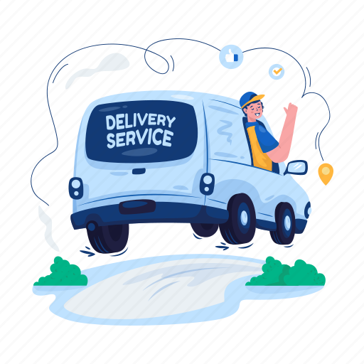 Shipping, courier, delivery service, van, vehicle, package, on the way icon - Download on Iconfinder