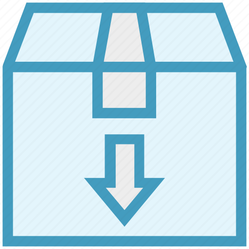 Box, carton, delivery, down arrow, package, product, shopping icon - Download on Iconfinder
