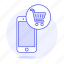 cart, carts, circle, commerce, e, mobile, online, phone, shop, shopping, store 