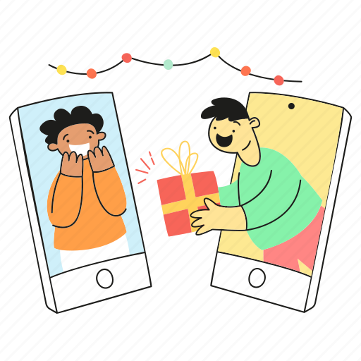 Present, giftfing, phone, birthday, online, mobile, gifting illustration - Download on Iconfinder