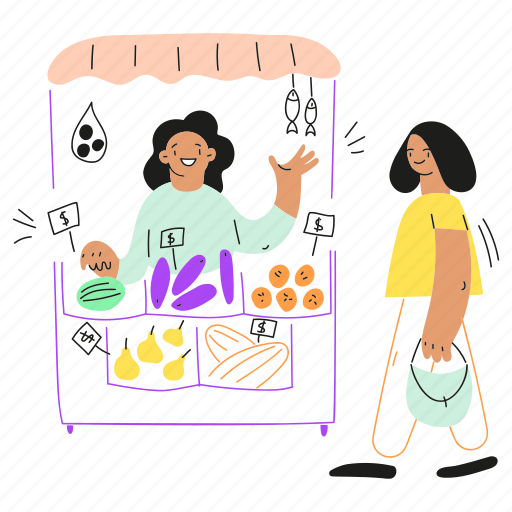 Market, store, groceries, client, products, stand, kiosk illustration - Download on Iconfinder