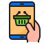 mobilephone, online, shoping, commerce, basket 