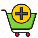 shopping, cart, add, online, trolley