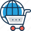 cart, globe, shopping, trolley, worldwide 