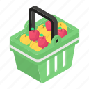 food basket, fresh fruits, fruit basket, fruit bucket, grocery basket 