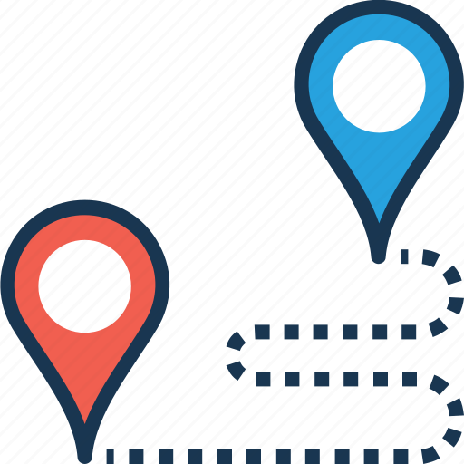 Distance, location pins, map pin, navigation, travel icon - Download on Iconfinder