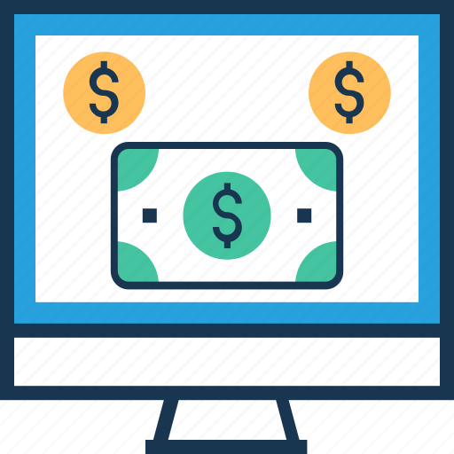 Dollar, e banking, monitor, online banking, paper money icon - Download on Iconfinder