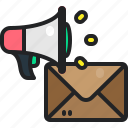 envelope, message, advertising, megaphone, announcement, email, promotion