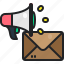 envelope, message, advertising, megaphone, announcement, email, promotion 