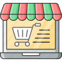 commerce, e, eshop, laptop, online shopping, pushcart, trolley
