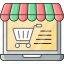 commerce, e, eshop, laptop, online shopping, pushcart, trolley 