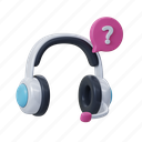 headphone, question, bubble chat, information, talk, audio, speech 