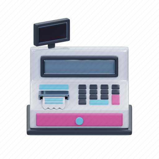 Machine, cashier, shop, technology, cash, equipment, payment 3D illustration - Download on Iconfinder