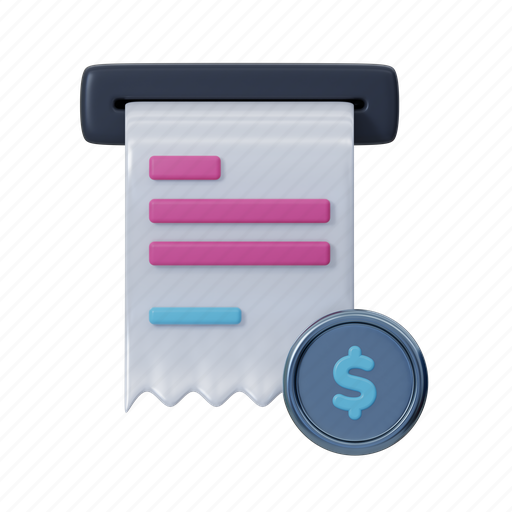 Invoice, coin, money, payment, bill, receipt, cash 3D illustration - Download on Iconfinder