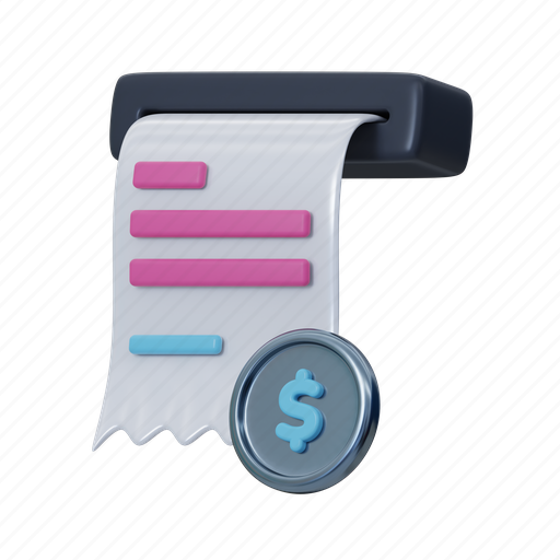 Invoice, coin, dollar, money, bill, document, receipt 3D illustration - Download on Iconfinder