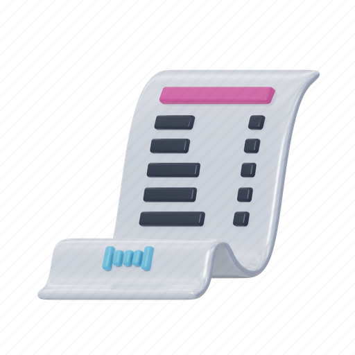 Invoice, receipt, payment, check, bill, finance, shopping 3D illustration - Download on Iconfinder