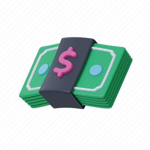 Money, banknote, dollar, payment, cash, currency 3D illustration - Download on Iconfinder