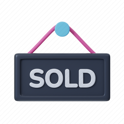 Sold, hanging board, signboard, sign, message, note, door sign 3D illustration - Download on Iconfinder