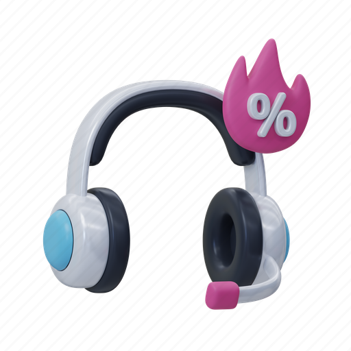 Headphone, sale, promo, discount, headset, music, audio 3D illustration - Download on Iconfinder