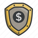 dollar, finance, protection, safety, security, shield, secure