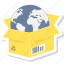 delivery, global, shopping, box, earth, international, worldwide delivery 