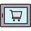 cart, online, shopping, tablet 