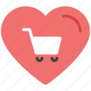 shopping, e-commerce, heart, cart, sale