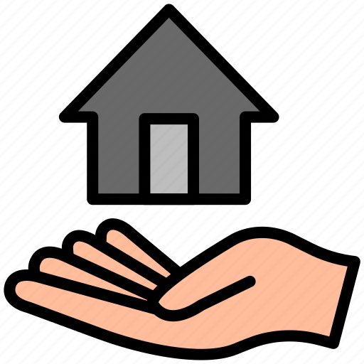 Shopping, e-commerce, hand, sale, house, property icon - Download on Iconfinder