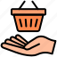 shopping, e-commerce, hand, sale, basket, cart 