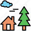 shopping, cloud, tree, house, nature, property 